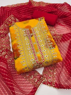 floral embroidered sequinned unstitched dress material 2