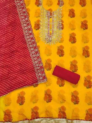 floral embroidered sequinned unstitched dress material 3
