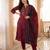 Maroon printed pure cotton kurta trouser dupatta set