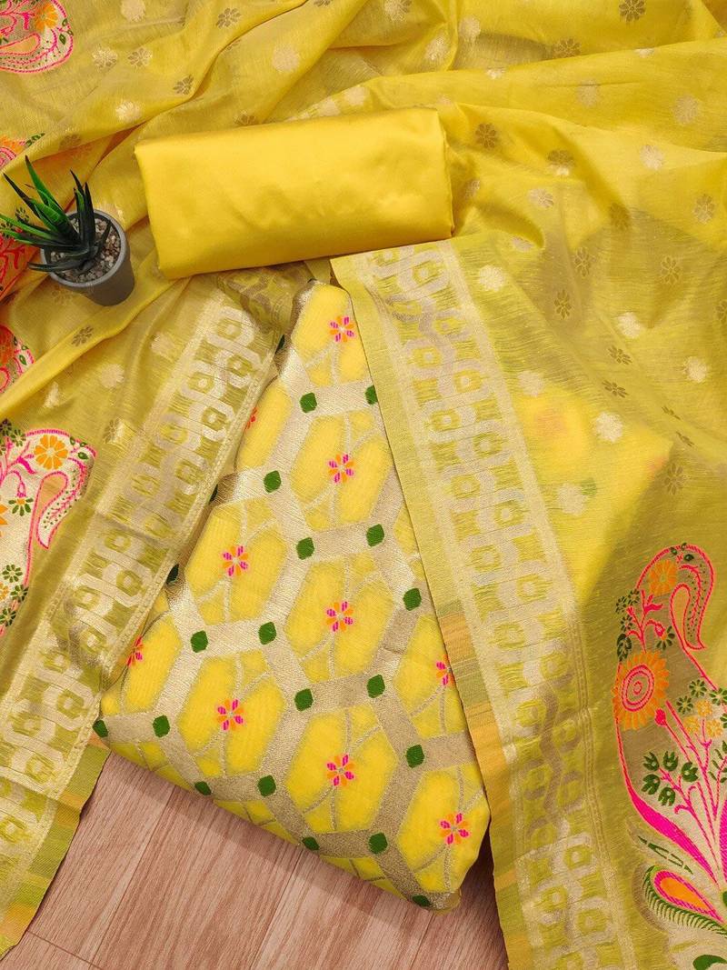 ethnic motifs printed unstitched dress material