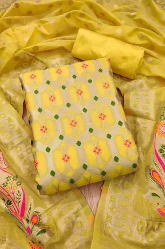 ethnic motifs printed unstitched dress material