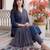 Blue printed pure cotton kurta trouser dupatta set