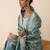 Blue woven design silk blend kurta trouser dupatta set
