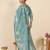 Blue woven design silk blend kurta trouser dupatta set