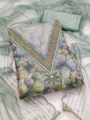 embroidered organza unstitched dress material 1