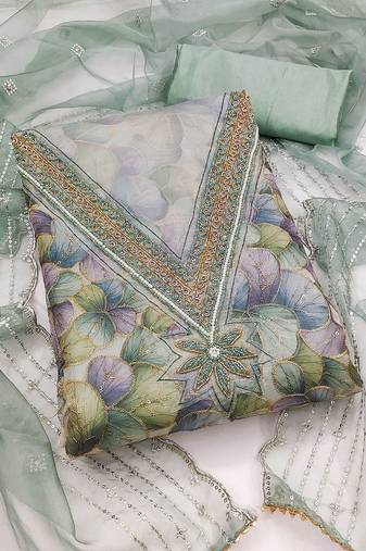 embroidered organza unstitched dress material