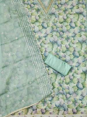 embroidered organza unstitched dress material 2