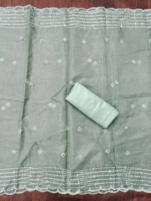 embroidered organza unstitched dress material 3