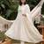 Cream embroidered pure cotton kurta trouser dupatta set