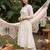Cream embroidered pure cotton kurta trouser dupatta set