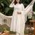 Cream embroidered pure cotton kurta trouser dupatta set
