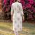 Off white printed pure cotton kurta trouser dupatta set