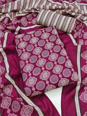 Ethnic Motif Printed Unstitched Dress Material 1