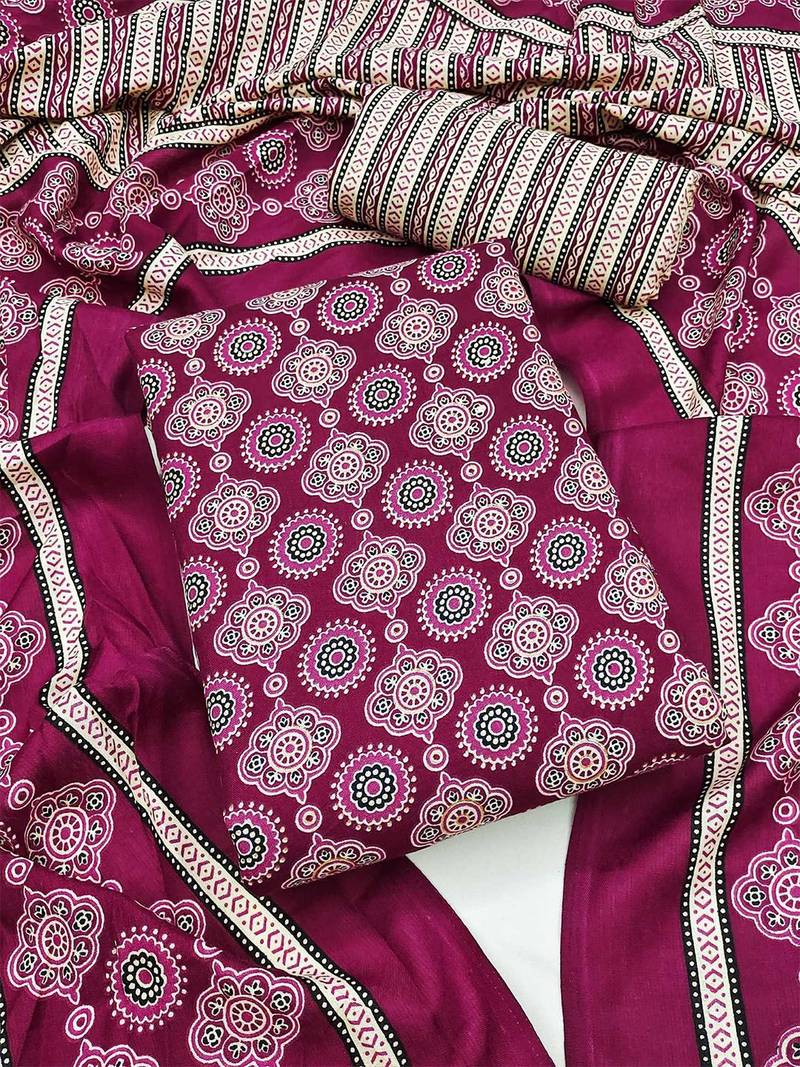 Ethnic Motif Printed Unstitched Dress Material