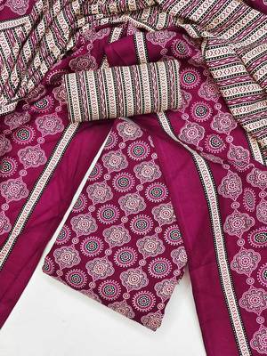 Ethnic Motif Printed Unstitched Dress Material 2