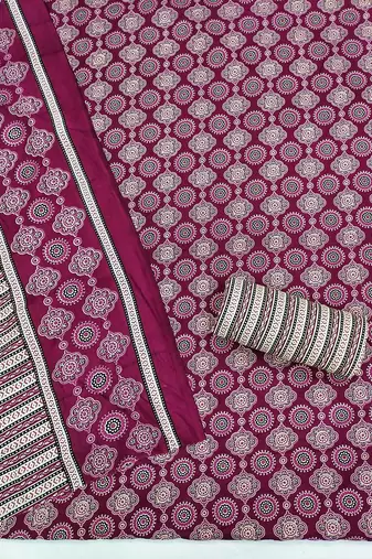 Ethnic Motif Printed Unstitched Dress Material