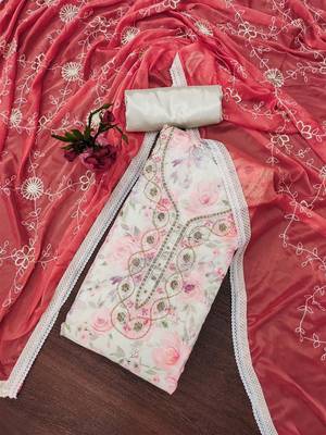 Embellished Pure Cotton Unstitched Dress Material 1