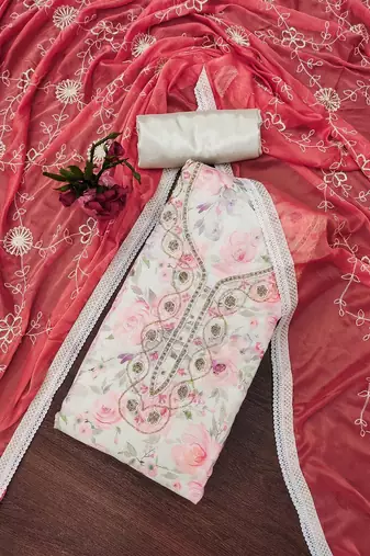 Embellished Pure Cotton Unstitched Dress Material