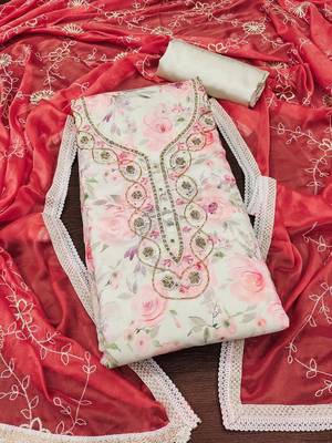 Embellished Pure Cotton Unstitched Dress Material 2