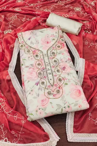 Embellished Pure Cotton Unstitched Dress Material