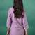 Lavender embroidered silk blend kurta trouser dupatta set