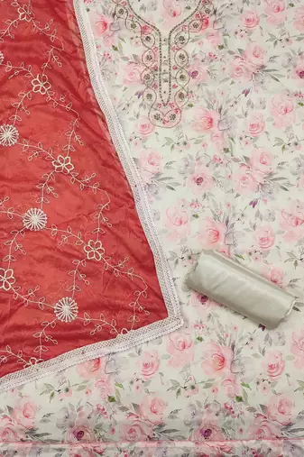 Embellished Pure Cotton Unstitched Dress Material