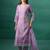 Lavender embroidered silk blend kurta trouser dupatta set