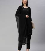 Black Embroidered Unstitched Dress Material