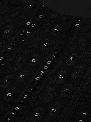 Black Embroidered Unstitched Dress Material 2