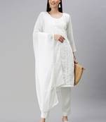 White Embroidered Unstitched Dress Material