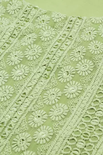 Green Embroidered Unstitched Dress Material