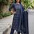 Blue printed pure cotton kurta trouser dupatta set