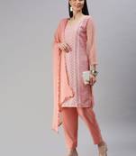 Pink Embroidered Unstitched Dress Material