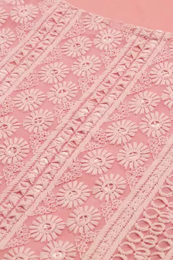 Pink Embroidered Unstitched Dress Material