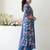 Blue printed pure cotton kurta trouser dupatta set