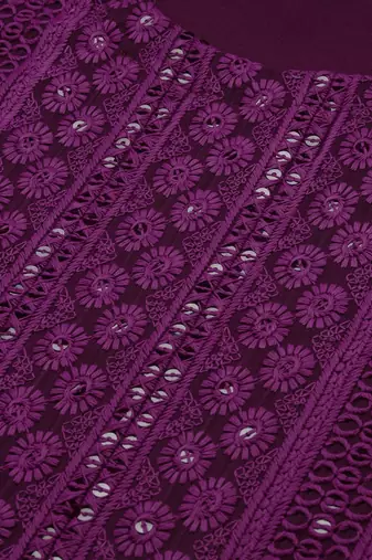 Purple Embroidered Unstitched Dress Material