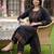 Black embroidered cotton blend kurta trouser dupatta set