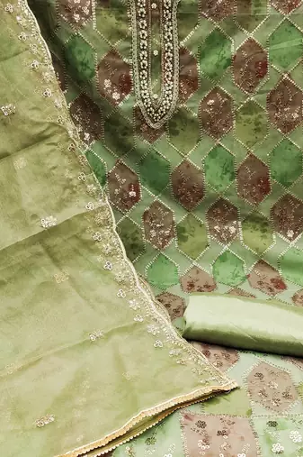 Embellished Organza Unstitched Dress Material