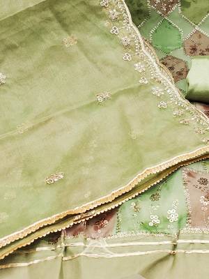 Embellished Organza Unstitched Dress Material 3