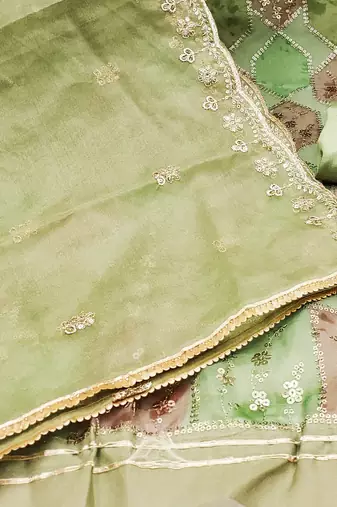 Embellished Organza Unstitched Dress Material