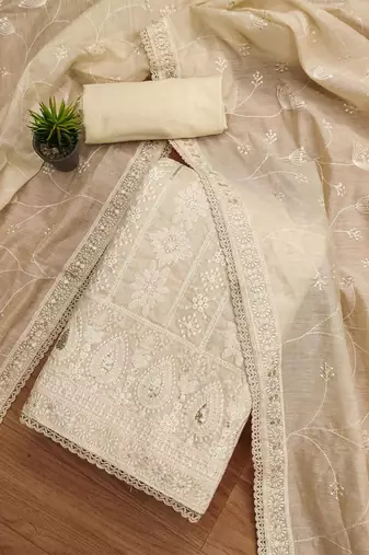 Floral Embroidered Unstitched Dress Material