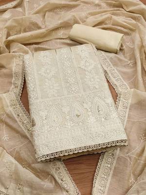 Floral Embroidered Unstitched Dress Material 2
