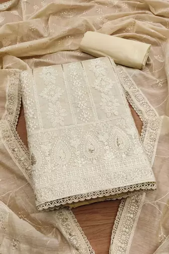 Floral Embroidered Unstitched Dress Material