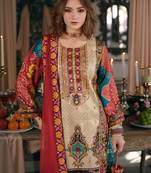 Multicolor printed silk blend kurta trouser dupatta set