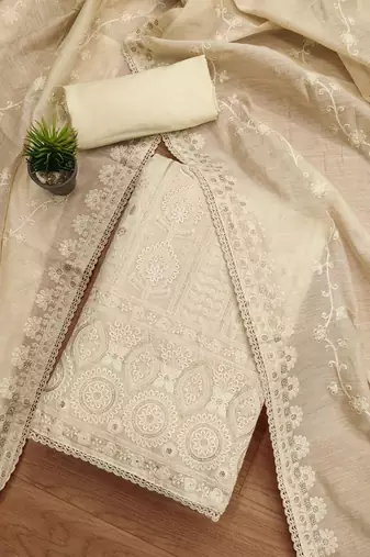 Ethnic Motifs Embroidered Unstitched Dress Material