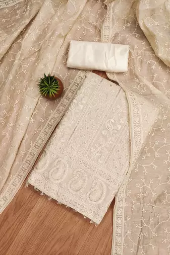 Floral Embroidered Sequinned Unstitched Dress Material