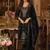 Black embroidered silk blend kurta trouser dupatta set
