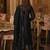Black embroidered silk blend kurta trouser dupatta set