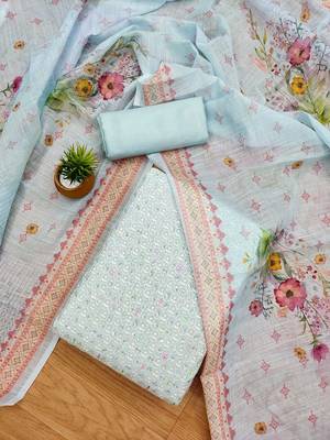 Floral Embroidered Unstitched Dress Material 1
