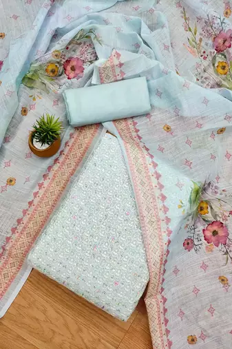 Floral Embroidered Unstitched Dress Material